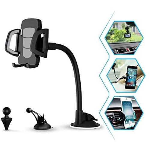 Car Phone Mount, 3 in 1 Universal Cell Phone Holder Car Air Vent Holder Dashboard Mount Windshield Mount for Samsung Galaxy S20 S10 S9 S8 LG Sony iPhone 11 Pro XS Max R X 8 Plus 7 Plus