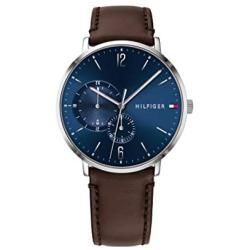 Tommy Hilfiger Mens Stainless Steel Quartz Watch with Leather Strap, Brown, 20 (Model: 1791508)