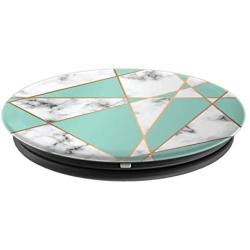 The PixelPOD Marble Aqua Gold Geometric Pattern PopSockets Stand for Smartphones and Tablets PopSockets Grip and Stand for Phones and Tablets