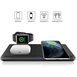 Wireless Charger,QI-EU 3 in 1 Wireless Charging Station for iPhone 11/11pro/Se/X/XS/XR/Xs Max/8/8 Plus Apple Watch AirPods 2/Pro, Wireless Charging Pad for Samsung Galaxy S20/S10