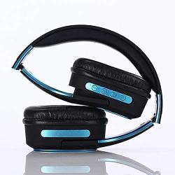 Wireless Headset with Mic,Foldable Bluetooth Headphone with 3.5mm Audio Jack for PC/iPhone/Android Smartphones Computers(Black+Blue)