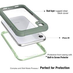 Justcool Designed for iPhone XR Case, Clear Full Body Heavy Duty Protection with Built-in Screen Protector Shockproof Rugged Cover Designed for iPhone XR Cases (2018) 6.1 Inch (Green)