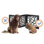 Zoogamo 3 Panel Beautiful Giraffe Motif Design Pet Gate- 19 Tall and Expands Up to 46 Wide Durable Lightweight Extra Wide Wooden Expandable & Folding Home/Indoor/Outdoor Dog Fence