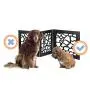 Zoogamo 3 Panel Beautiful Giraffe Motif Design Pet Gate- 19 Tall and Expands Up to 46 Wide Durable Lightweight Extra Wide Wooden Expandable & Folding Home/Indoor/Outdoor Dog Fence