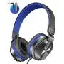 PeohZarr On-Ear Headphones New Version with Microphone, Lightweight Folding Stereo Bass Headphones with 1.5M Tangle Free Cord, Portable Wired Headphones for Smartphone Laptop Computer MP3/4-Blue