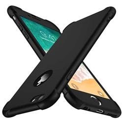 ORETECH iPhone 6S Plus Case, iPhone 6 Plus/6S Plus Case with [2 x Tempered Glass Screen Protector] 360° Shockproof Protective Hard PC+Soft TPU Silicone Cover for iPhone 6 Plus/6s Plus - 5.5 Black