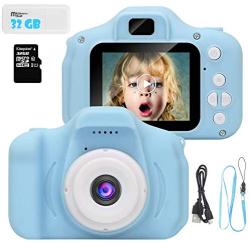 ArtJ4U Kids Digital Video Camera for Girls 3-10 Years Old,5 MP Rechargeable Camera Shockproof 1080P HD Cameras Camcorder for Girls Kids Toddler Indoor Outdoor Travel(32GB Memory Card Included) (Blue)