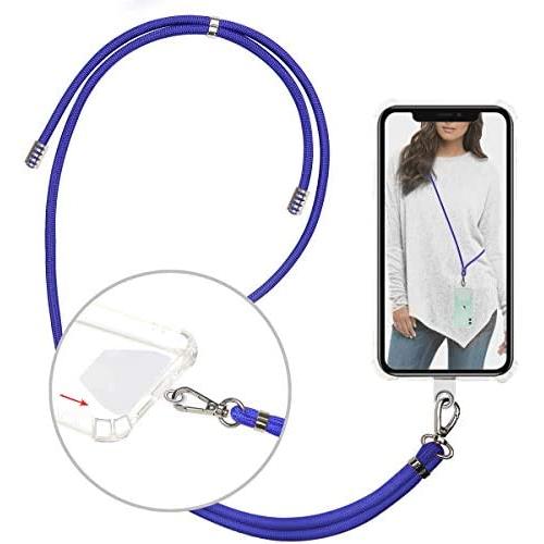 takyu Phone Lanyard, Universal Cell Phone Lanyard with Adjustable Nylon Neck Strap, Phone Tether Safety Strap Compatible with Most Smartphones with Full Coverage Case (Blue)