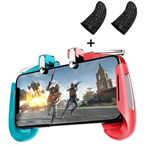 Mobile Game Controller Compatible with PUBG Mobile/Fortnitee Mobile/Call of Duty Mobile, Sensitive Shoot and Aim Trigger L1R1 Compatible with Android & iPhone (Blue Red)