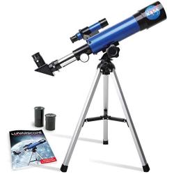 NASA Lunar Telescope for Kids – Capable of 90x Magnification, Includes Two Eyepieces, Tabletop Tripod, Finder Scope, and Full-Color Learning Guide, the Perfect STEM Gift for a Young Astronomer