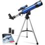 NASA Lunar Telescope for Kids – Capable of 90x Magnification, Includes Two Eyepieces, Tabletop Tripod, Finder Scope, and Full-Color Learning Guide, the Perfect STEM Gift for a Young Astronomer