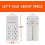 ECHOGEAR On-Wall Surge Protector with 6 Pivoting AC Outlets & 1080 Joules of Surge Protection - Low Profile Design Installs Over Existing Outlets to Protect Your Gear