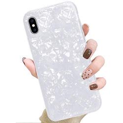 J.west iPhone Xs Case, iPhone X Case, Cute Phone Case Girls Women Glitter Pretty Design Sparkle Translucent Clear Bumper Shockproof TPU Shell Soft Silicone Back Cover Case for iPhone Xs/X 5.8" White