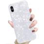 J.west iPhone Xs Case, iPhone X Case, Cute Phone Case Girls Women Glitter Pretty Design Sparkle Translucent Clear Bumper Shockproof TPU Shell Soft Silicone Back Cover Case for iPhone Xs/X 5.8" White