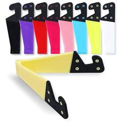 homEdge Cell Phone Stand, Set of 9 PCS Universal Foldable Pocket Size Plastic V Shaped Mobile Phone Desk Mount Holder, Foldable Vertical and Land Scale Mold Stand for Tablet and Smartphones – 9 Color