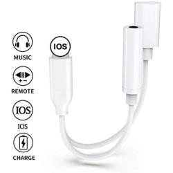 Headphones Adapter for Phone Charger Dongle 3.5mm Jack AUX Audio Cable Adaptor Music & Charging for Phone XR/8/8Plus/10/7/7Plus/X/XS Splitter Aux Adapter Earphone Converter Support iOS 12 or Higher