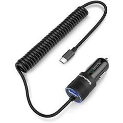 Saxhorn Fast USB C Car Charger Compatible for Samsung Galaxy S10+/S10e/S10/S9/S9 Plus/S8/S8 Plus/S8 Active/Note 10/Note 9/Note 8, Quick Charge 3.0 Car Charger with 3.3ft Type C Cord, Black, 4351487241