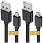 Micro USB Cable, 10Ft 2Pack Extra Long Fast Charger Cord for Galaxy S7 Edge,High Speed Durable Charging Cable for Android Phone,Samsung J7 S6 S5 S4 Note 5 4,LG,PS4,Camera,Black