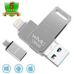 USB Flash Drive Photo Stick for iPhone Flash Drive for iPhone PhotoStick Mobile for iPhone USB Flash Drive Android Backup Drive OTG Smart Phone Memory Stick Storage iPAD USB 3.0 WIVIC (Grey)