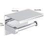 Yosoo Stainless Steel Toilet Paper Roll Holder with Shelf Multifunctional Self-Installed Wall Mounted with Mobile Phone Holder Stand