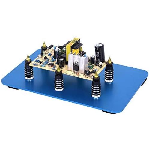 Toolour 6 Pieces PCB Circuit Board Holder ESD Safe - Metal Magnetic Fixture Tower On the Blue Steel Base for Electronic Boards Repairing Soldering Desoldering Rework