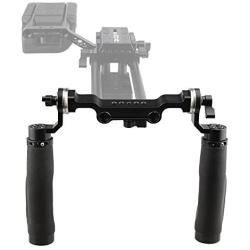 CAMVATE Leather Handle 15mm Rod Shoulder Mount Rig with Rosette Standard Accessory for DSLR(Black,M6 Thread,31.8 mm)