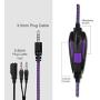 Stereo Gaming Headset PS4 Xbox One X, Anivia A9S Wired Over Ear Headphone with Mic for PC MAC Laptop Mobile iPad Nintendo Switch Games(Black Purple)