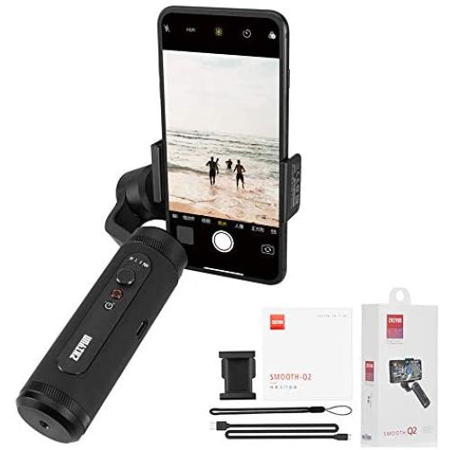 Zhiyun Smooth Q2 3 Axis Handheld Gimbal for Smartphone, Small Pocket Size 260g Max. Payload 360 Degree Rotation IOS & Android Supported Quick Release 17h Running Time, for Vlog YouTube Street Snapshot