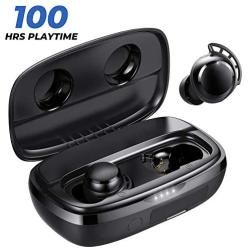 Tribit FlyBuds 3 Wireless Earbuds - 100H Playtime 2600mAh Charging Case IPX7 Waterproof USB-C Touch Control Bluetooth 5.0 Earbuds Deep Bass - True Wireless Earbuds with Mic for Sport Travel, Black