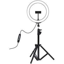 Portable LED Ring Fill Light with Tripod, Metal Lightweight Mobile Phone Live Broadcast Photography Tripod Fill Light, Folded