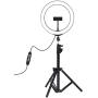 Portable LED Ring Fill Light with Tripod, Metal Lightweight Mobile Phone Live Broadcast Photography Tripod Fill Light, Folded