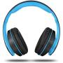 Bluetooth Headphones Wireless,Tuinyo Over Ear Stereo Wireless Headset 35H Playtime with deep bass, Soft Memory-Protein Earmuffs, Built-in Mic Wired Mode PC/Cell Phones/TV-Black/Blue