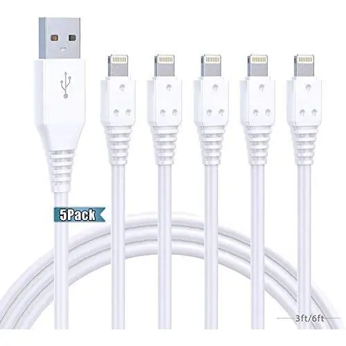 iPhone Charger Cable 6ft 5Pack,Lightning Cable 6 Foot Ailawuu iPhone Cord Sync USB Fast Charging Compatible with iPhone 11/11 Pro/Pro Max/X/XS Max/XR/8/8 Plus/7/7 Plus/iPad/iPod