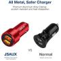 Car Charger, JSAUX Quick Charge 3.0 3A Dual USB Ports 36W Fast Car Adapter Metal Compatible with Samsung Galaxy S10 S9 S8 S20 Plus Note 10 9 8 S7, iPhone Xs Max XR X 8 7 6, iPad, LG G6 V20, Moto Red