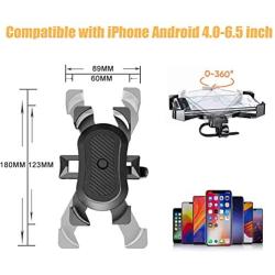 Bike Phone Mount,Phone Holder for Motorcycle - 360°Rotation Bike Mount,One-Switch Lock,Universal Bike Phone Holder Compatible with iPhone 11 Xs Max XR X 8 7 6 Plus Samsung S10+ S9 S8, Note 10 9 8