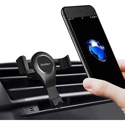 Gravity Car Phone Mount, iVoler Hands Free Auto Lock One Handed Air Vent Cradle Auto Release Cell Phone Holder One-Handed Design Compatible iPhone Xs MAX X 8 7 6 Plus Samsung S9 S8 S7 Note Matte Black