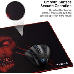 VicTsing [30% Larger] Extended Gaming Mouse Pad with Stitched Edges, Long XXL Mousepad (31.5x15.7In), Desk Pad Keyboard Mat, Non-Slip Base, Water-Resistant, for Work & Gaming, Office & Home, Red