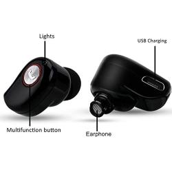 Mini Invisible Bluetooth Earbud,V4.1 Stereo Wireless Bluetooth Earphone with Built-in Mic,Sports Noise Cancelling in-Ear Headphone for iPhone Samsung and Other Android Phones (Black)
