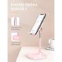 Cell Phone Stand,Angle Height Adjustable LISEN Cell Phone Stand for Desk,Thick Case Friendly Phone Holder Stand for Desk, Compatible with All Mobile Phones-Pink