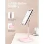 Cell Phone Stand,Angle Height Adjustable LISEN Cell Phone Stand for Desk,Thick Case Friendly Phone Holder Stand for Desk, Compatible with All Mobile Phones-Pink