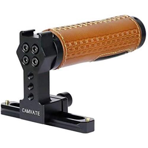 CAMVATE NATO Top Handle with 100mm Safety Rail for DSLR Camera Cage Camcorde Rig(Leather Grip)