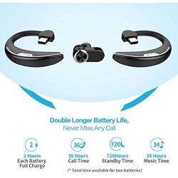 YW YUWISS Bluetooth Headset [36Hrs Playtime, 2 Batteries] Wireless Bluetooth Earpiece for Cell Phone Noise Canceling Car Earphones with Mic Compatible with iPhone Samsung Android (Upgraded Version)