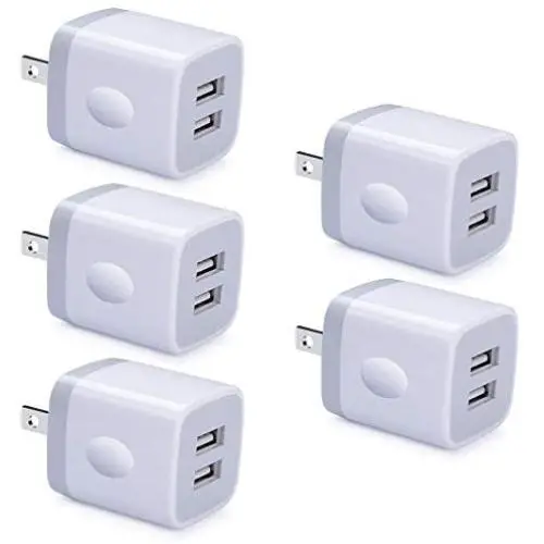 USB Charging Plug, GiGreen 5-Pack 2.1A Dual Port Phone Power Block Travel Adapter Fast Wall Charger Box Compatible iPhone XS MAX/X/8/7/6S Plus, Samsung S10+/S9+/S8/S7/S6 Edge, LG G8/G7/G6/V30, Moto G6 USB Charging Plug, GiGreen 5-Pack 2.1A Dual Port Phone Power Block Travel Adapter Fast Wall Charger Box Compatible iPhone XS MAX/X/8/7/6S Plus, Samsung S10+/S9+/S8/S7/S6 Edge, LG G8/G7/G6/V30, Moto G6