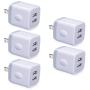 USB Charging Plug, GiGreen 5-Pack 2.1A Dual Port Phone Power Block Travel Adapter Fast Wall Charger Box Compatible iPhone XS MAX/X/8/7/6S Plus, Samsung S10+/S9+/S8/S7/S6 Edge, LG G8/G7/G6/V30, Moto G6