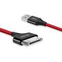 AGVEE Unbreakable Nylon Braided [3 Pack 6ft] 30 Pin Heavy Duty Fast Charger Cable, Slim Metal Shell End Case Friendly Charging Data Cord for iPhone 4/4S, iPad 1/2/3, iPod, Red