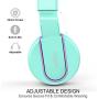 AILIHEN I35 Kid Headphones with Microphone Volume Limited Childrens Girls Boys Teens Lightweight Foldable Portable Wired Headsets for School Airplane Travel Chromebook Cellphones Tablets (Green)