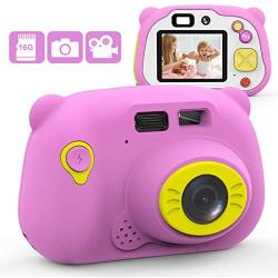 Mansso Kids Camera 1080P HD Digital Camera for Kids with 2 Inch IPS Screen and 16GB SD Card,Mini Rechargeable and Shockproof Camera Creative DIY Camcorder for 3-10 Years Boys Girls Gift