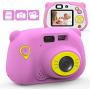 Mansso Kids Camera 1080P HD Digital Camera for Kids with 2 Inch IPS Screen and 16GB SD Card,Mini Rechargeable and Shockproof Camera Creative DIY Camcorder for 3-10 Years Boys Girls Gift