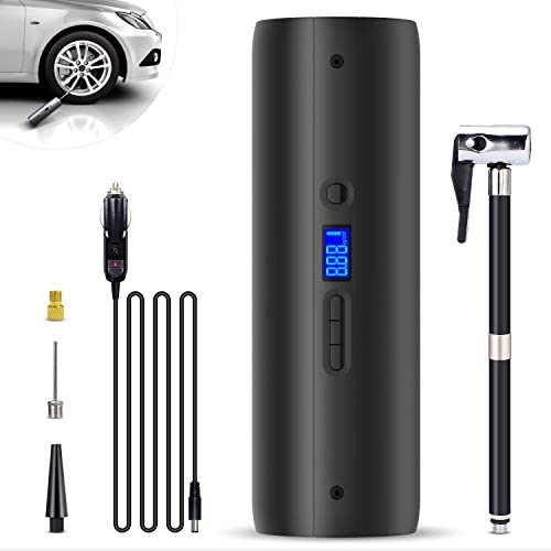 CYCPLUS Rechargeable Portable Air Compressor Tire Inflator Electric Pump 12V DC with Digital Gauge LCD Display Emergency LED Light Hand Held 150PSI High Pressure for Car Bike and Other Inflatable A5
