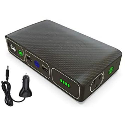 HALO Bolt Wireless Laptop Power Bank - 44400 mWh Portable Phone Laptop Charger Car Jump Starter with AC Outlet and Car Charger, Black Graphite